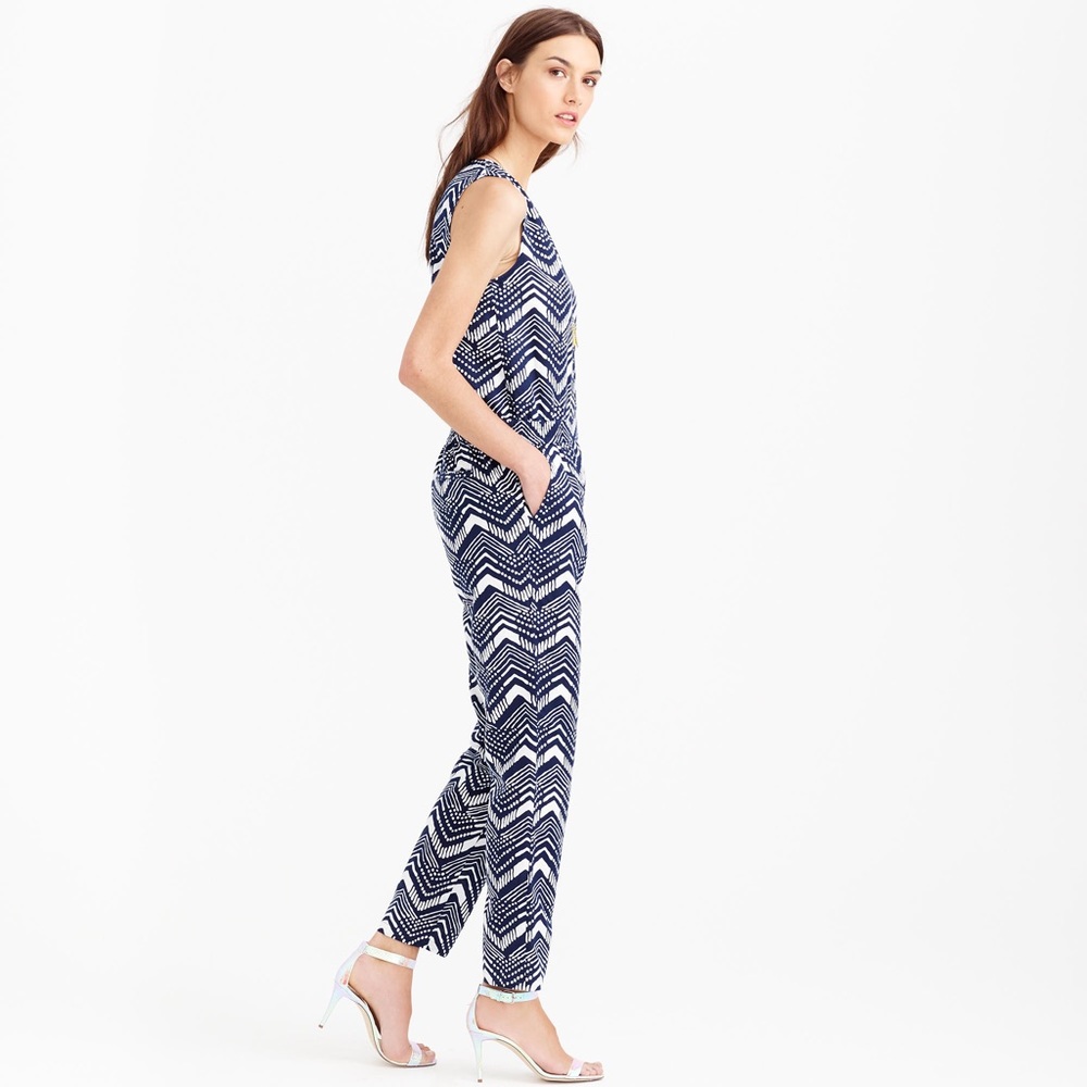 J.Crew Navy Zig Zag Jumpsuit